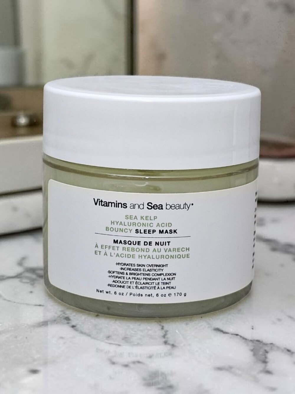 Vitamins and Sea Beauty Hyaluronic Acid Sleep Face Mask Sea Kelp Green New 6oz